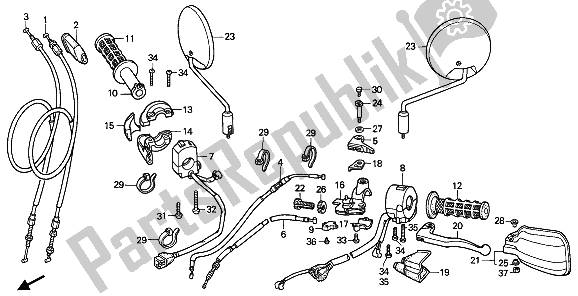 All parts for the Switch & Cable of the Honda NX 650 1990