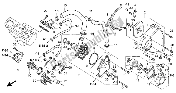 Alle onderdelen voor de Waterpomp van de Honda CBR 1100 XX 2003