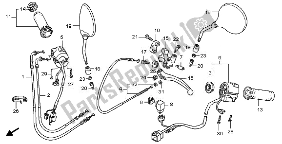 Todas las partes para Interruptor De Manija Y Cable de Honda VT 750 CA 2008