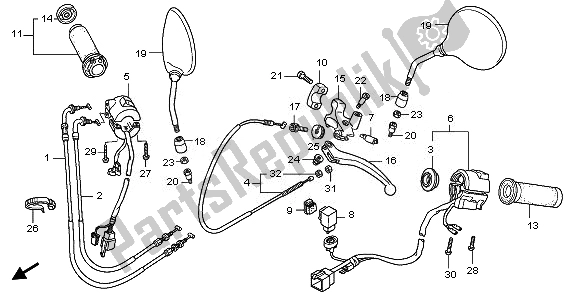 All parts for the Handle Switch & Cable of the Honda VT 750 CA 2008