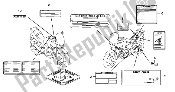 All parts for the Caution Label of the Honda CBF 600N 2006