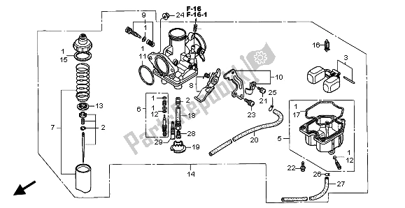 Todas las partes para Carburador de Honda TRX 250 EX Sporttrax 2001