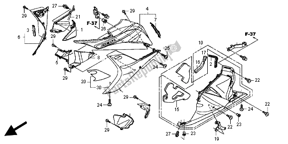 Tutte le parti per il Calandra Inferiore (l.) del Honda CBR 600 RA 2012