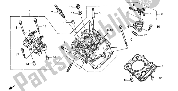 All parts for the Front Cylinder Head of the Honda NT 700V 2006