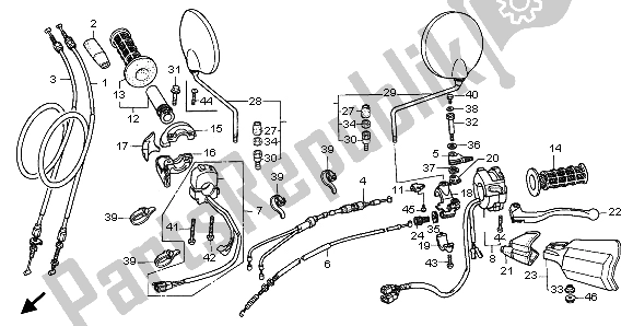 All parts for the Handle Lever & Switch & Cable of the Honda XRV 750 Africa Twin 1998