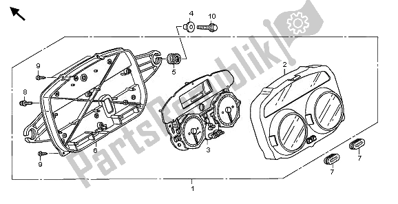 All parts for the Meter (mph) of the Honda XL 1000V 2008