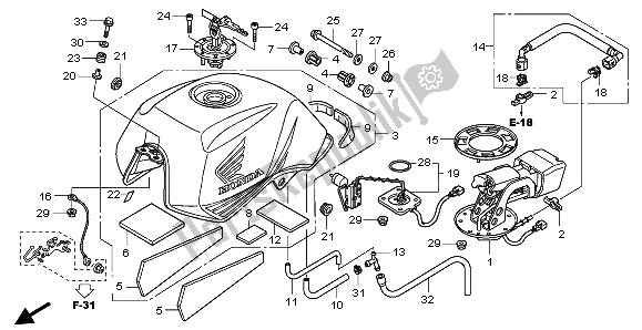 Alle onderdelen voor de Benzinetank van de Honda CBF 600 NA 2009