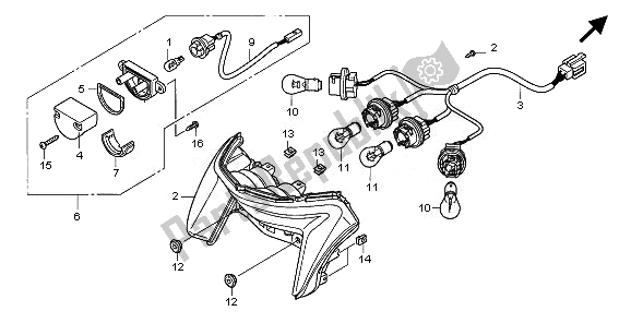 All parts for the Taillight of the Honda NT 700 VA 2010