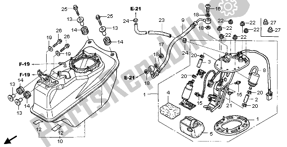 All parts for the Fuel Pump of the Honda ST 1300A 2007