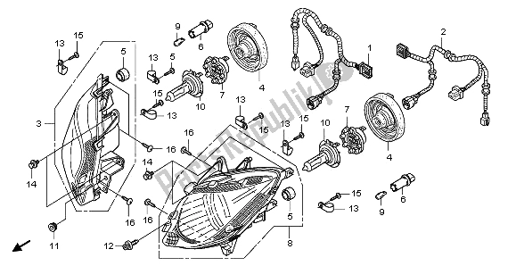 All parts for the Headlight of the Honda NSS 250A 2009