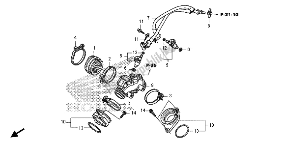 Todas las partes para Colector De Admisión E Inyector de Honda VT 1300 CXA 2013