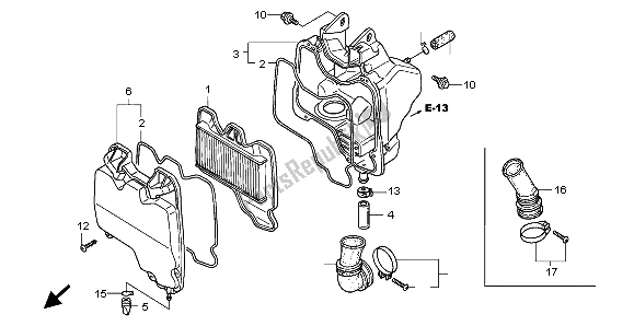 Alle onderdelen voor de Luchtfilter van de Honda ANF 125 2007