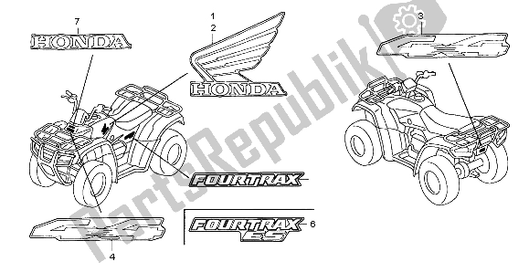 Alle onderdelen voor de Mark van de Honda TRX 350 FE Fourtrax 4X4 ES 2004