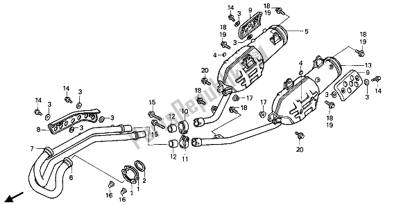 All parts for the Exhaust Muffler of the Honda NX 650 1990