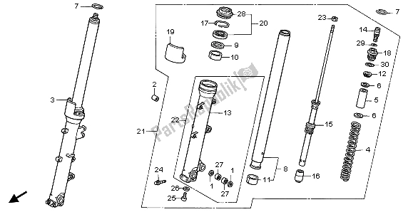 Tutte le parti per il Forcella Anteriore del Honda VFR 800 FI 1999