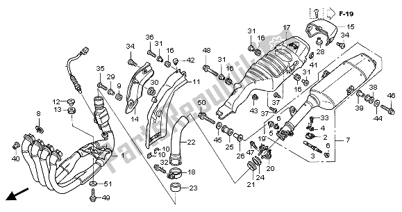 Alle onderdelen voor de Uitlaatdemper van de Honda CBR 1000 RR 2005