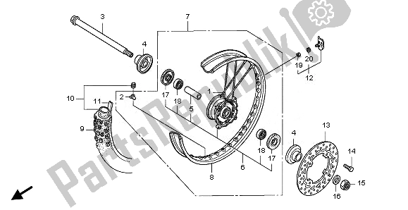 All parts for the Front Wheel of the Honda CRF 150 RB LW 2008