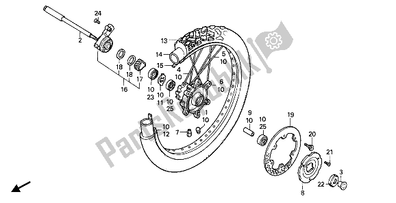 All parts for the Front Wheel of the Honda XL 600V Transalp 1990