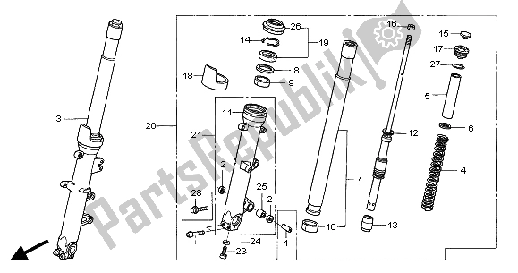 Toutes les pièces pour le Fourche Avant du Honda ST 1300A 2004
