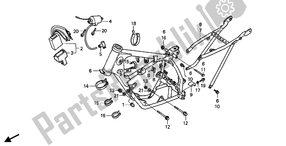 All parts for the Frame Body & Ignition Coil of the Honda CR 80R 1990