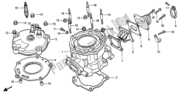 Tutte le parti per il Cilindro E Testata del Honda CR 125R 1985