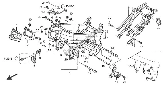 Todas las partes para Cuerpo Del Marco de Honda VTR 1000 SP 2005