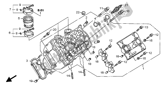 All parts for the Left Cylinder Head of the Honda ST 1300 2002