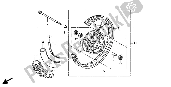 All parts for the Front Wheel of the Honda CRF 50F 2010