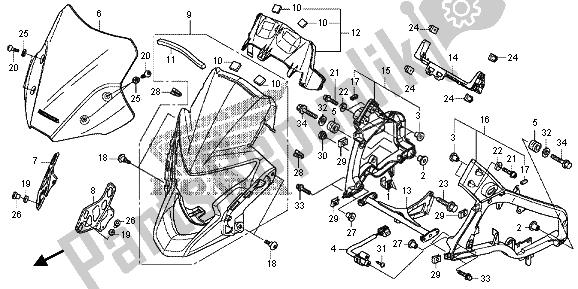 Tutte le parti per il Cappuccio Superiore del Honda VFR 1200 XD 2013