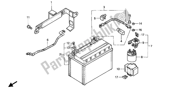 All parts for the Battery of the Honda NX 650 1991