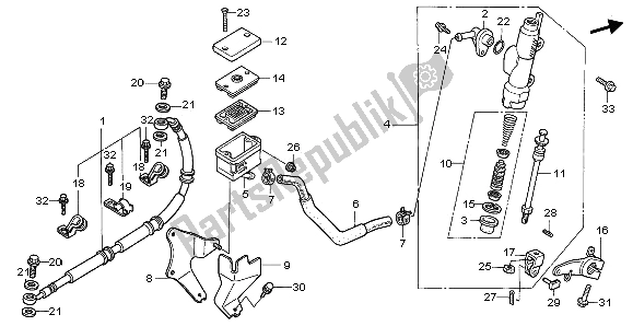 All parts for the Rear Brake Master Cylinder of the Honda XL 600V Transalp 1996