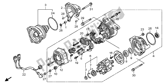 All parts for the Generator of the Honda ST 1300A 2009