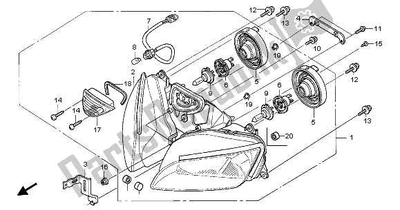 All parts for the Headlight (eu) of the Honda CBR 600 RR 2003