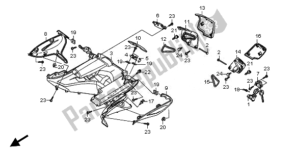 All parts for the Inner Box of the Honda FJS 400A 2010