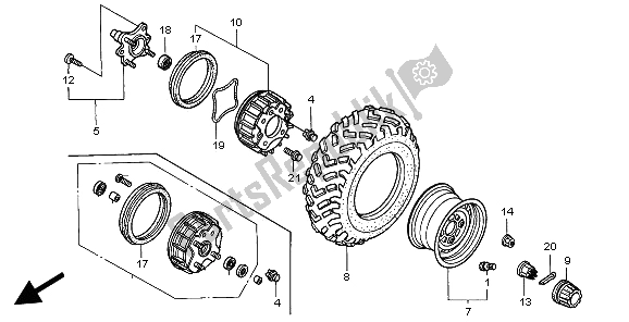 All parts for the Front Wheel of the Honda TRX 350 FE Fourtrax 4X4 ES 2006