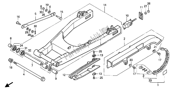 All parts for the Swingarm of the Honda VF 750C 1994