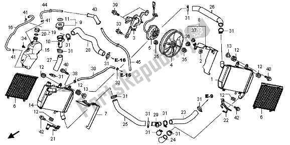 Alle onderdelen voor de Radiator van de Honda VFR 800X 2013