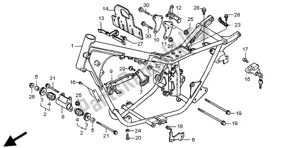 All parts for the Frame Body of the Honda CMX 250C 1998