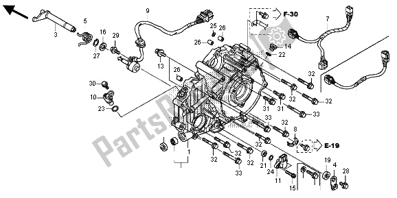 All parts for the Rear Crankcase Cover of the Honda TRX 420 FE Fourtrax Rancher 4X4 ES 2013