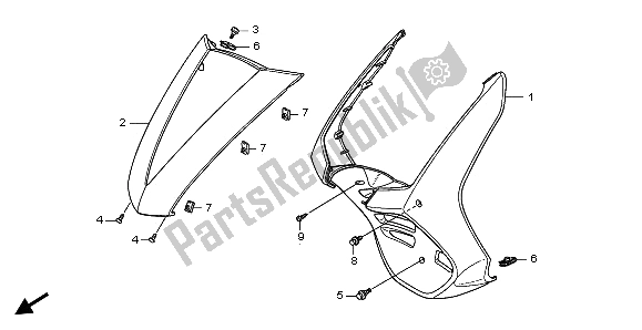 All parts for the Front Cover of the Honda FES 125 2006