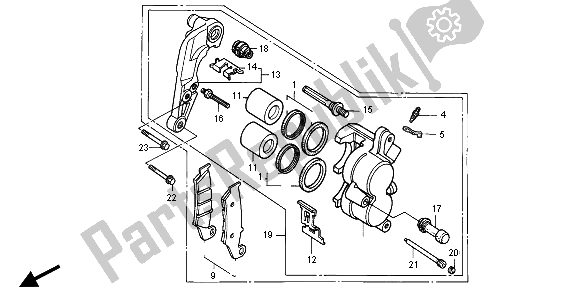 Todas as partes de Pinça De Freio Dianteiro do Honda CR 125R 1995