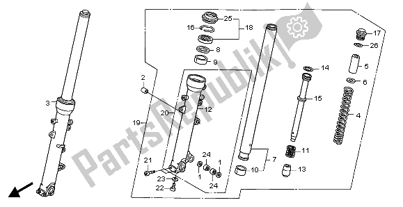 All parts for the Front Fork of the Honda XL 1000V 2007
