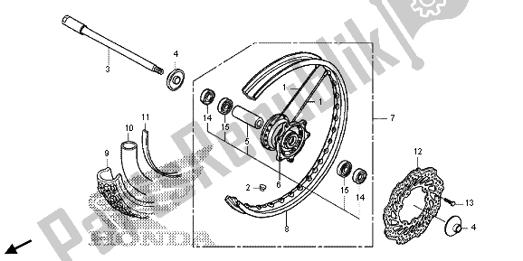 All parts for the Front Wheel of the Honda CRF 250L 2015