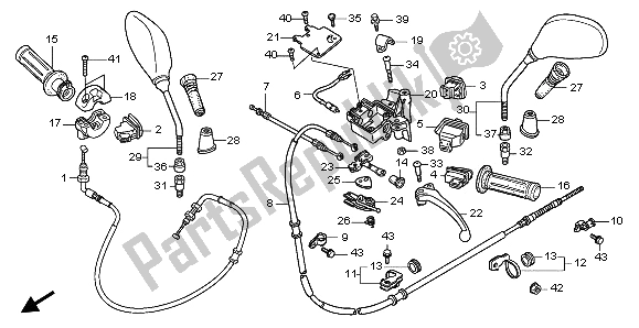 All parts for the Handle Lever & Switch & Cable of the Honda SH 150D 2009