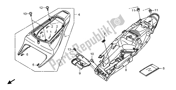 All parts for the Rear Cowl of the Honda CBR 600 RR 2008