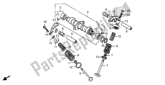 Todas as partes de árvore De Cames E Válvula do Honda CMX 250C 1996