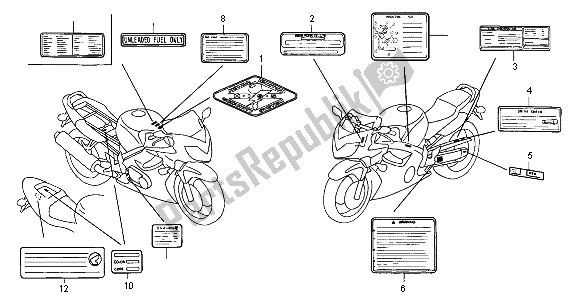 Alle onderdelen voor de Waarschuwingsetiket van de Honda CBR 600 FS 2001