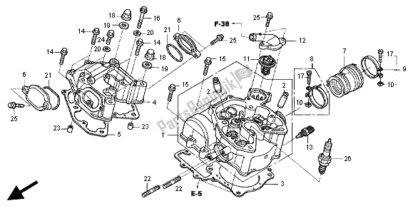 Alle onderdelen voor de Cilinderkop van de Honda TRX 680 FA Fourtrax Rincon 2012