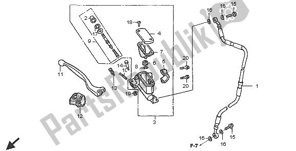 All parts for the Fr. Brake Master Cylinder of the Honda CR 85R SW 2005