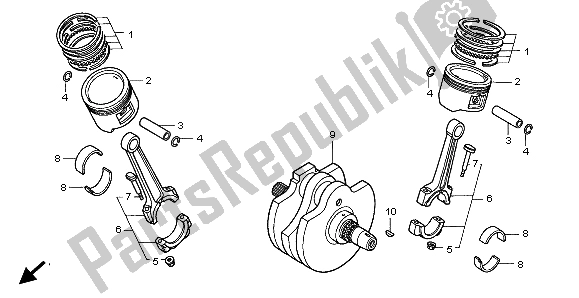 Todas las partes para Cigüeñal Y Pistón de Honda VT 1100C2 1999